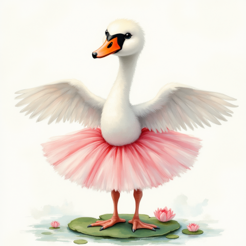 ballet swan on lily pad