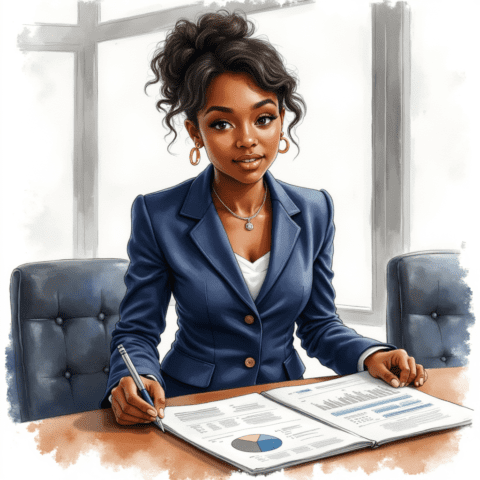 businesswoman meeting analysis