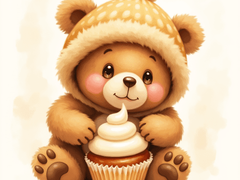 cute bear cupcake
