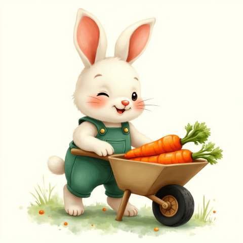 cute rabbit garden carrots