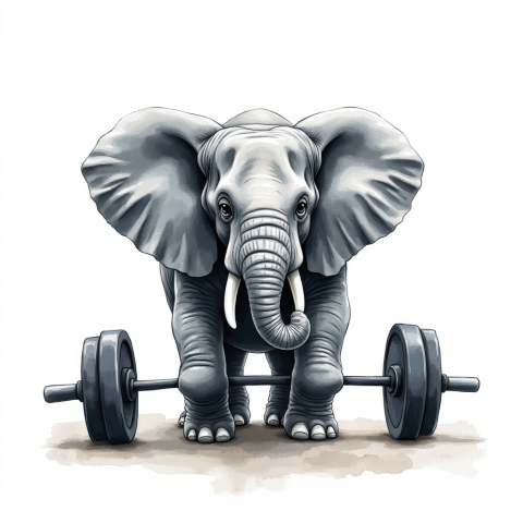 elephant weightlifting illustration
