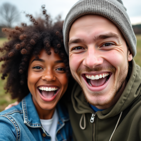 happy friends outdoor selfie