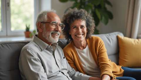 happy seniors casual living room