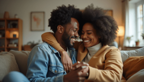 loving couple indoor cozy moment