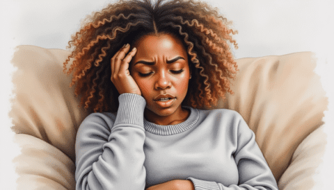 woman stressed casual setting