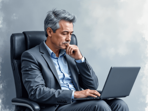 businessman working thoughtfully
