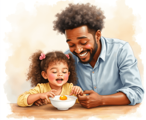 father daughter cooking moment