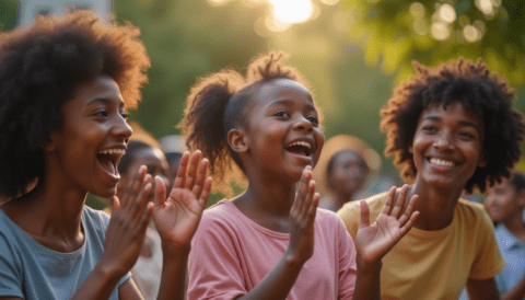 joyful kids outdoor event