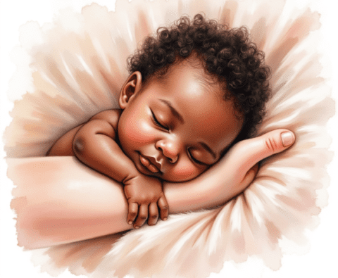 sleeping baby in hands