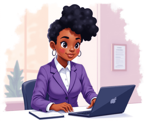Free clipart illustration of female marketer using computer (8)