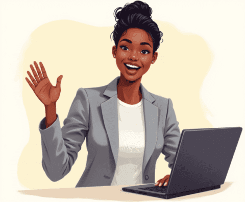 Free clipart illustration of female marketer using computer (9)