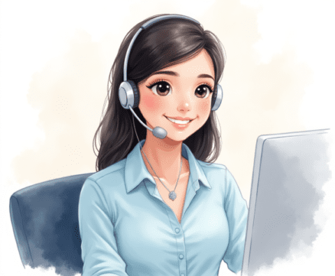 Free clipart illustration of friendly receptionist on phone call (1)