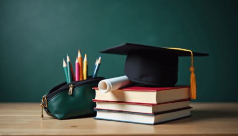 Free stock image of books and graduation cap education concept (1)
