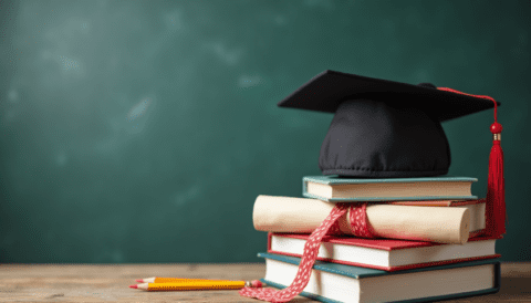 Free stock image of books and graduation cap education concept (2)