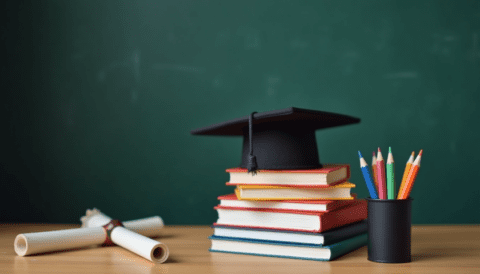 Free stock image of books and graduation cap education concept (3)