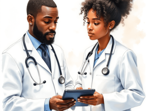free clipart illustration of black doctors looking at a report (10)