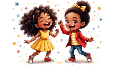 free clipart illustration of black girls celebrating at birthday party (15)