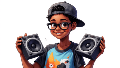 free clipart illustration of black person celebrating at birthday party (13)