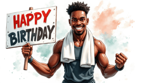 free clipart illustration of black person holding happy birthday sign (10)