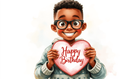 free clipart illustration of black person holding happy birthday sign (5)
