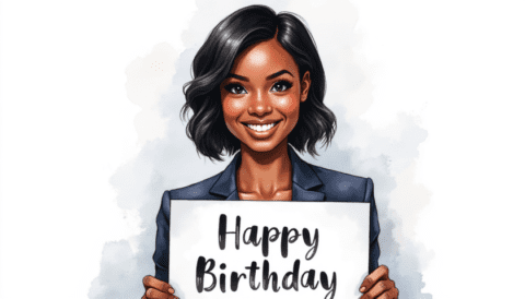 free clipart illustration of black person holding happy birthday sign (8)