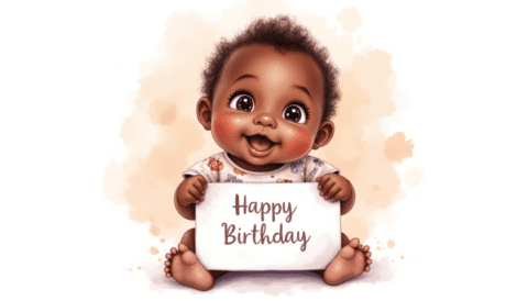 free clipart illustration of black person holding happy birthday sign (9)