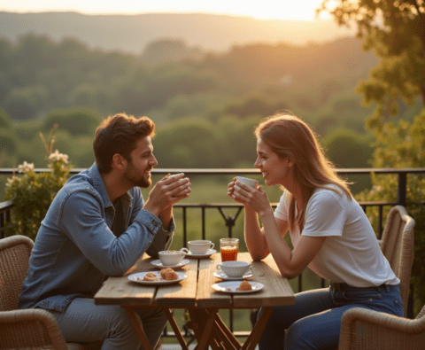 free clipart illustration of couple enjoying tea outdoors (4)