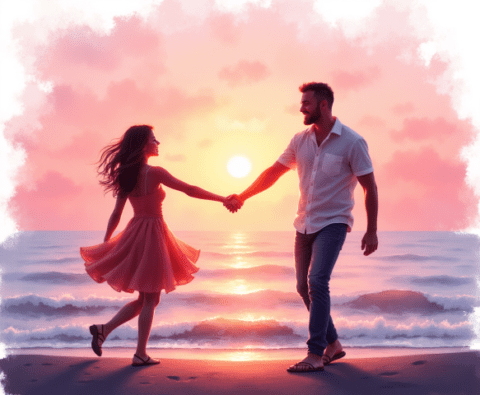 free clipart illustration of couple on vacation (2)