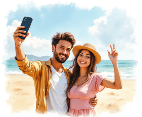 free clipart illustration of couple on vacation (3)