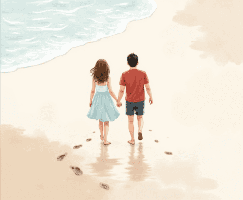 free clipart illustration of couple on vacation (4)