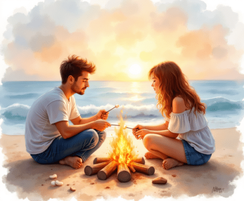 free clipart illustration of couple on vacation (5)