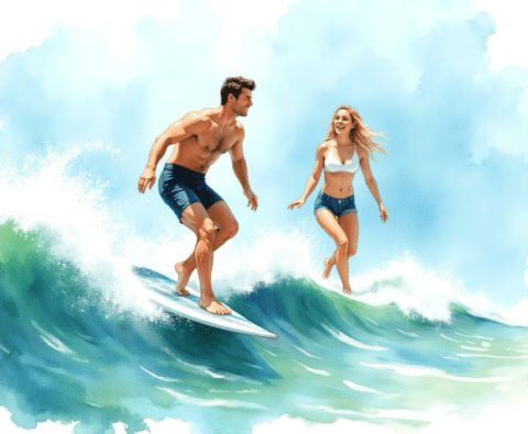 free clipart illustration of couple on vacation (7)
