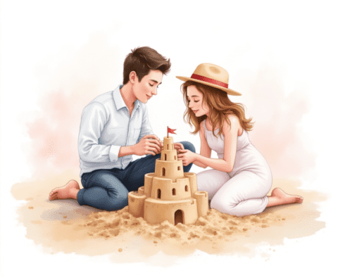 free clipart illustration of couple on vacation (9)