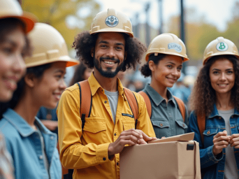 free clipart illustration of diverse construction workers
