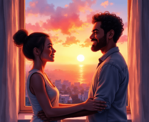 free clipart illustration of snuggling together (4)