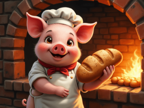 Free clipart illustration of a cute pig chef (9)