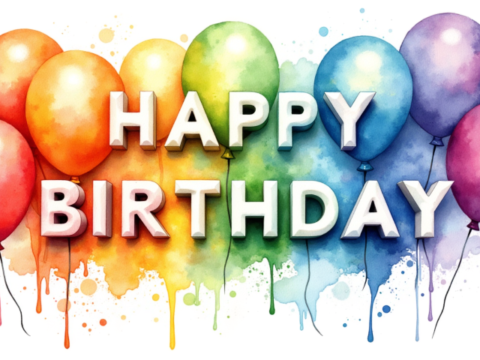Free clipart illustration of a happy birthday banner text design (10)