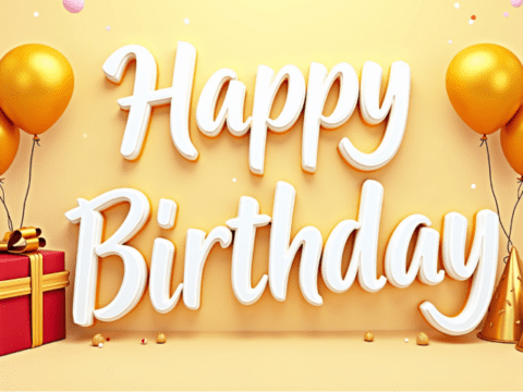 Free clipart illustration of a red and gold themed happy birthday banner design (7)