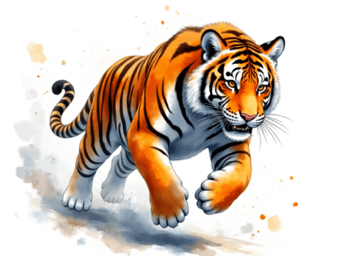 Free clipart illustration of a running tiger (2)