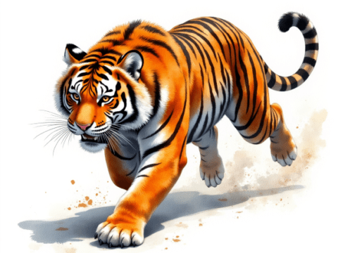 Free clipart illustration of a running tiger (7)