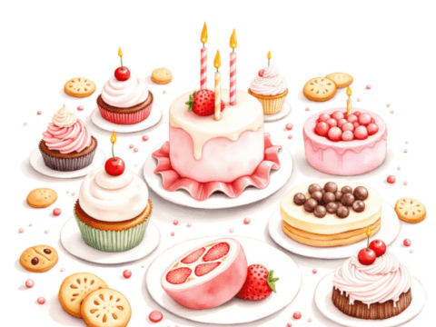 Free clipart illustration of birthday party baked treats (2)