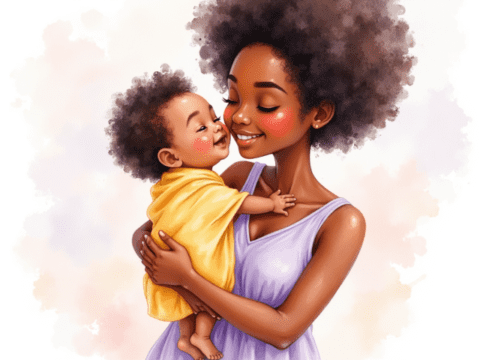 Free clipart illustration of happy mothers day mother and child embrace (1)