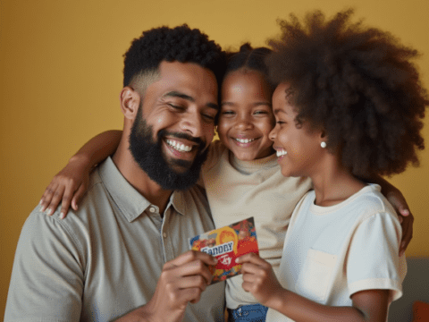 Free stock photo black father getting fathers day card from daughter (4)