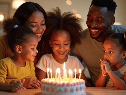 Free stock photo of a birthday party blowing out candle on cake (12)
