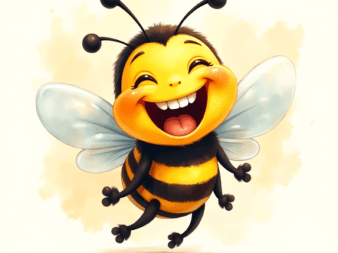 free clipart illustration of a smiling playful bee (6)