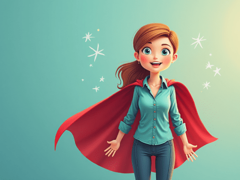 free clipart illustration of a super teacher wearing cape teachers day concept (2)