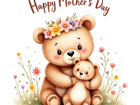free clipart illustration of animal themed mothers day concept (4)