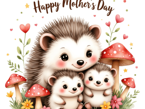 free clipart illustration of animal themed mothers day concept (8)
