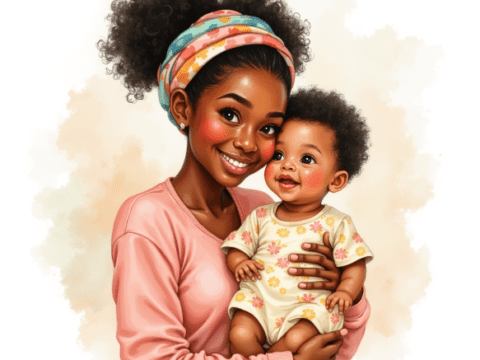 free clipart illustration of black mother and child (1)