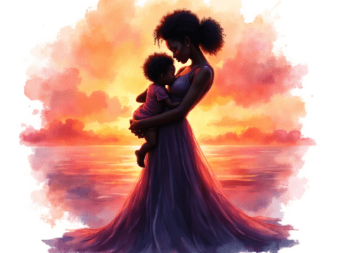 free clipart illustration of black mother and child (4)